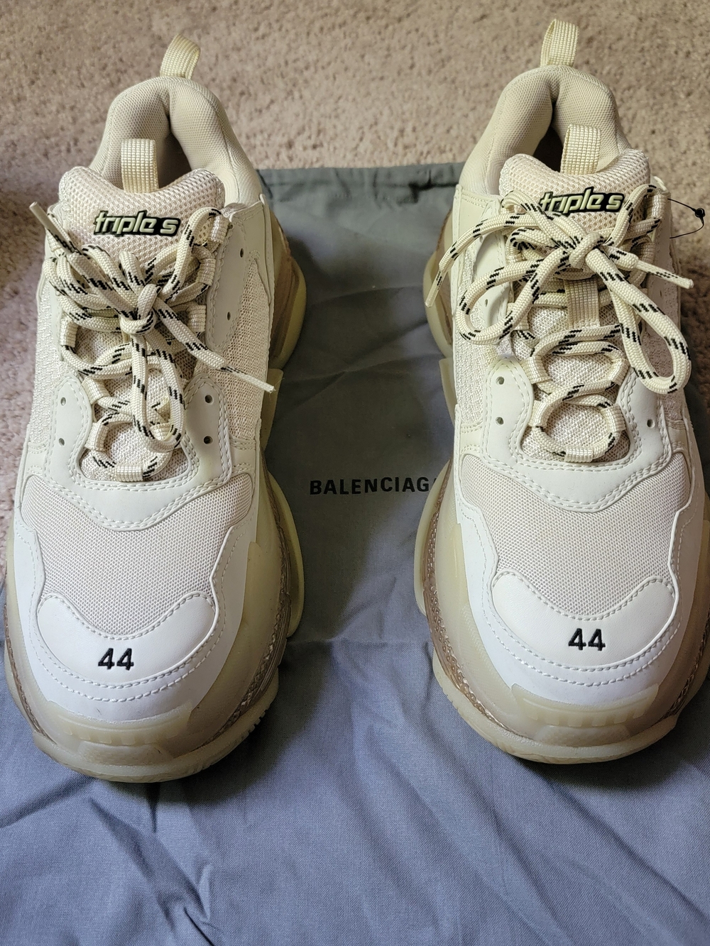 Balenciaga Triple S Men's Chunky Sneakers in Cream and White